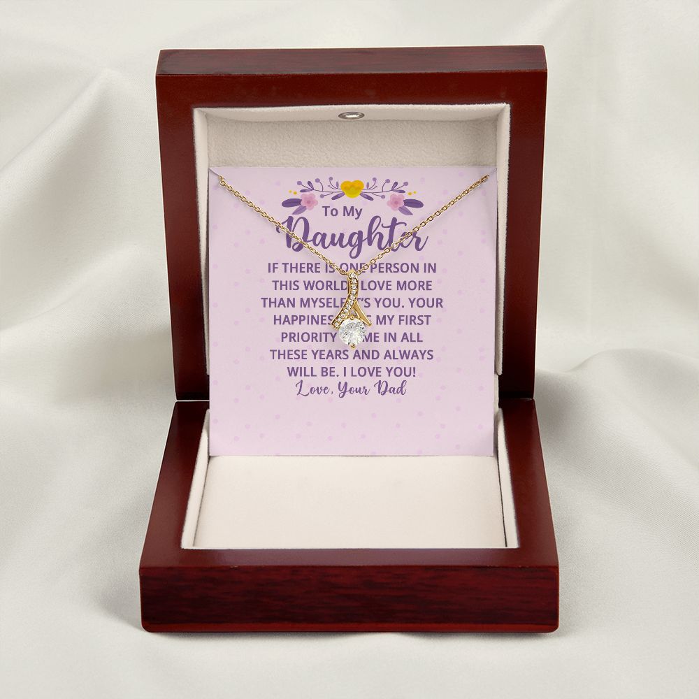 To My Daughter If There is One Person in This World Alluring Ribbon Necklace Message Card-Express Your Love Gifts