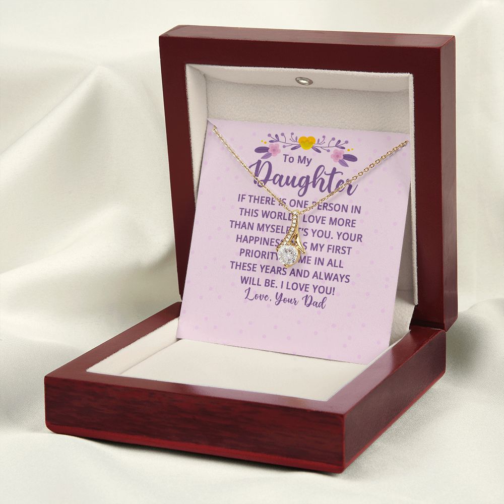 To My Daughter If There is One Person in This World Alluring Ribbon Necklace Message Card-Express Your Love Gifts