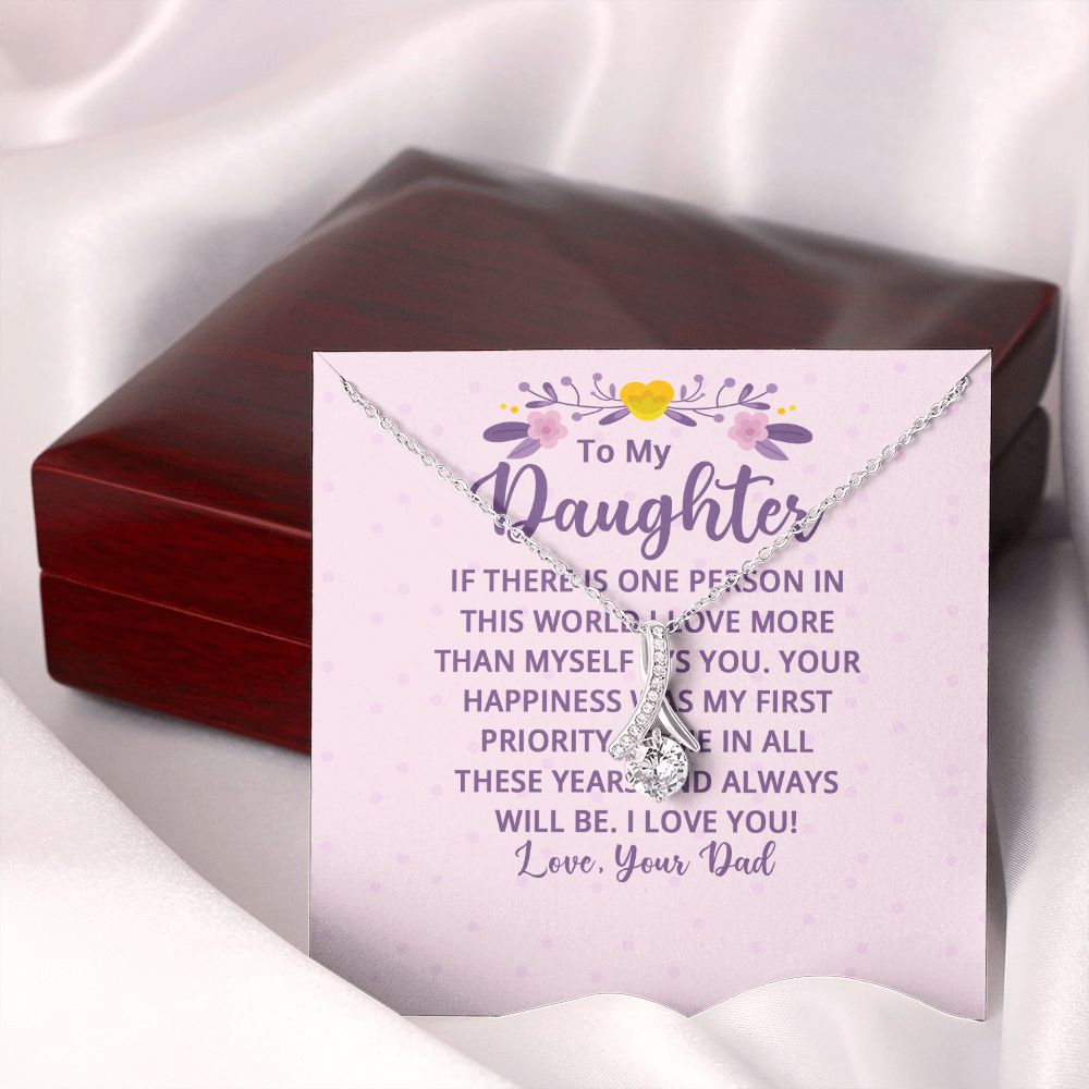 To My Daughter If There is One Person in This World Alluring Ribbon Necklace Message Card-Express Your Love Gifts