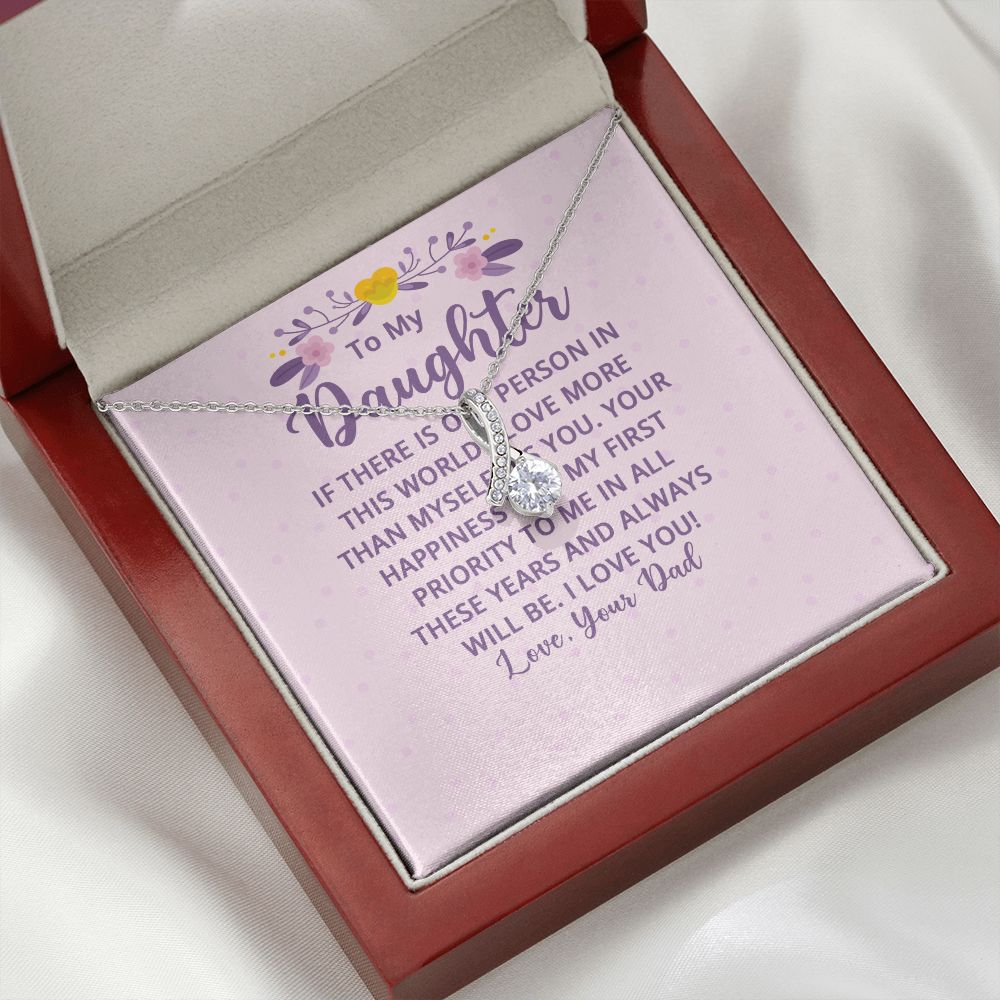 To My Daughter If There is One Person in This World Alluring Ribbon Necklace Message Card-Express Your Love Gifts