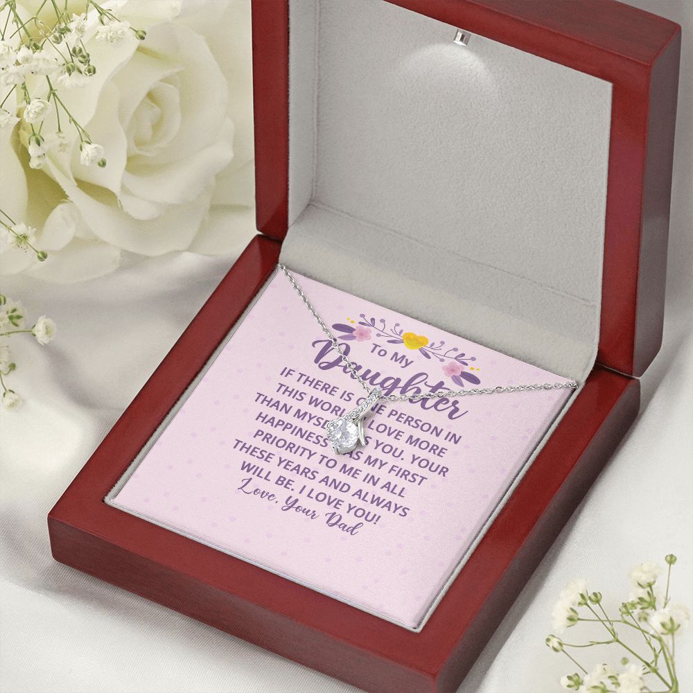 To My Daughter If There is One Person in This World Alluring Ribbon Necklace Message Card-Express Your Love Gifts