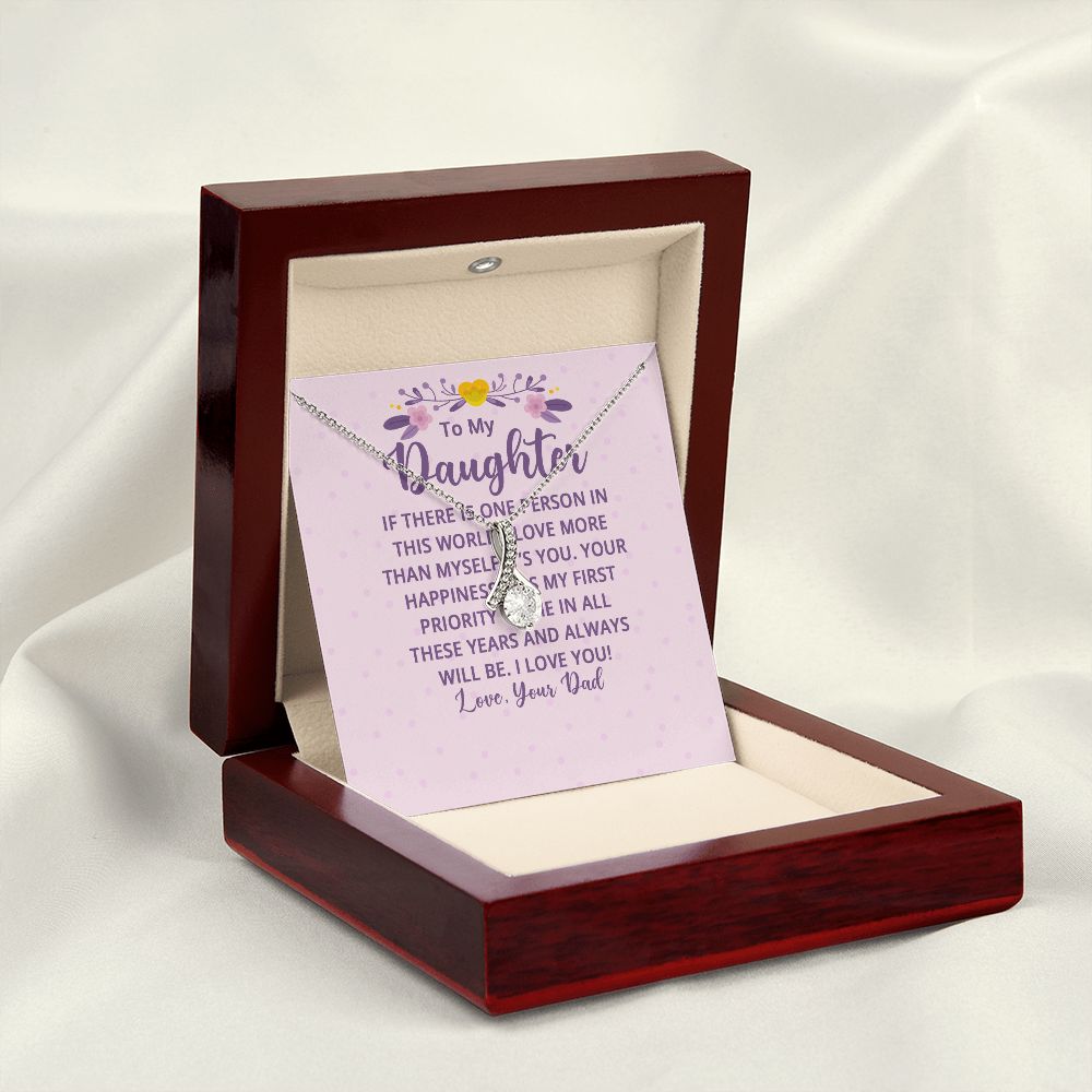 To My Daughter If There is One Person in This World Alluring Ribbon Necklace Message Card-Express Your Love Gifts