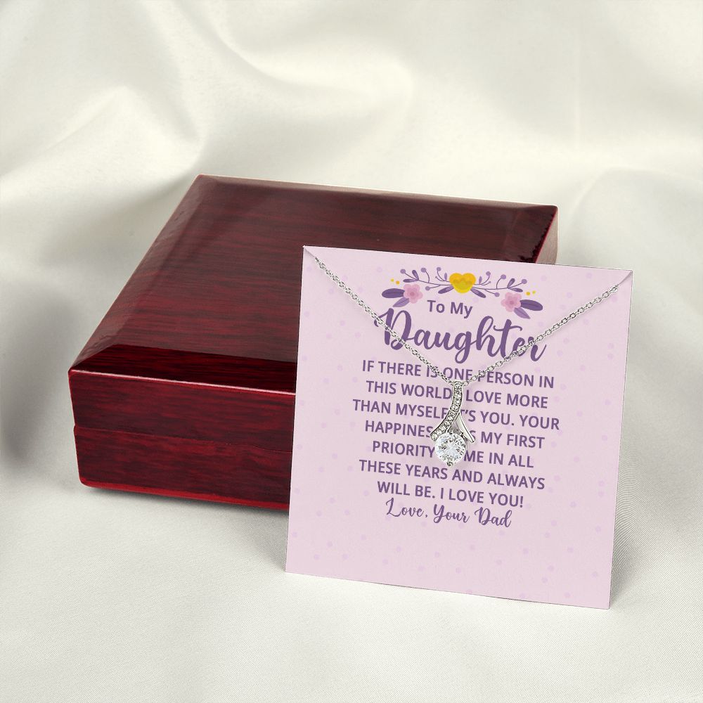 To My Daughter If There is One Person in This World Alluring Ribbon Necklace Message Card-Express Your Love Gifts