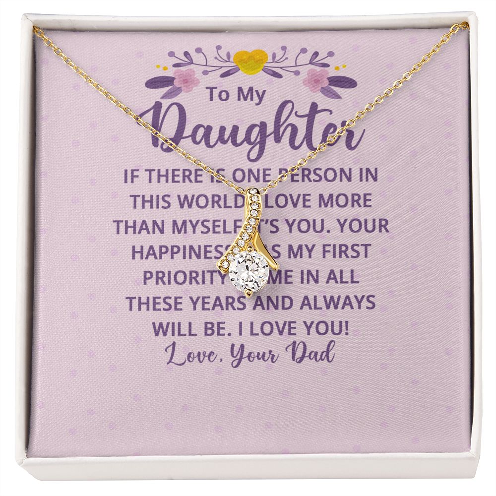 To My Daughter If There is One Person in This World Alluring Ribbon Necklace Message Card-Express Your Love Gifts