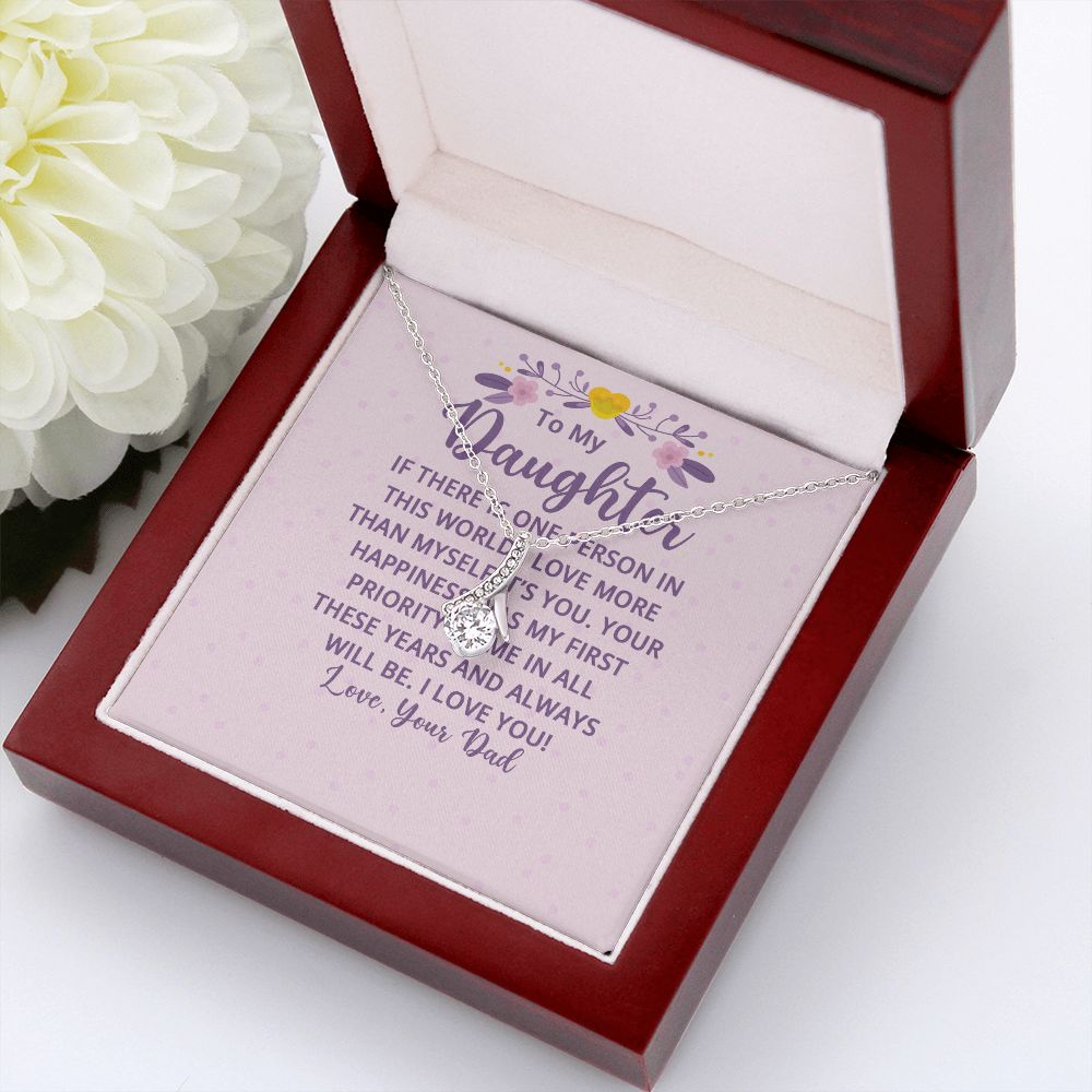 To My Daughter If There is One Person in This World Alluring Ribbon Necklace Message Card-Express Your Love Gifts