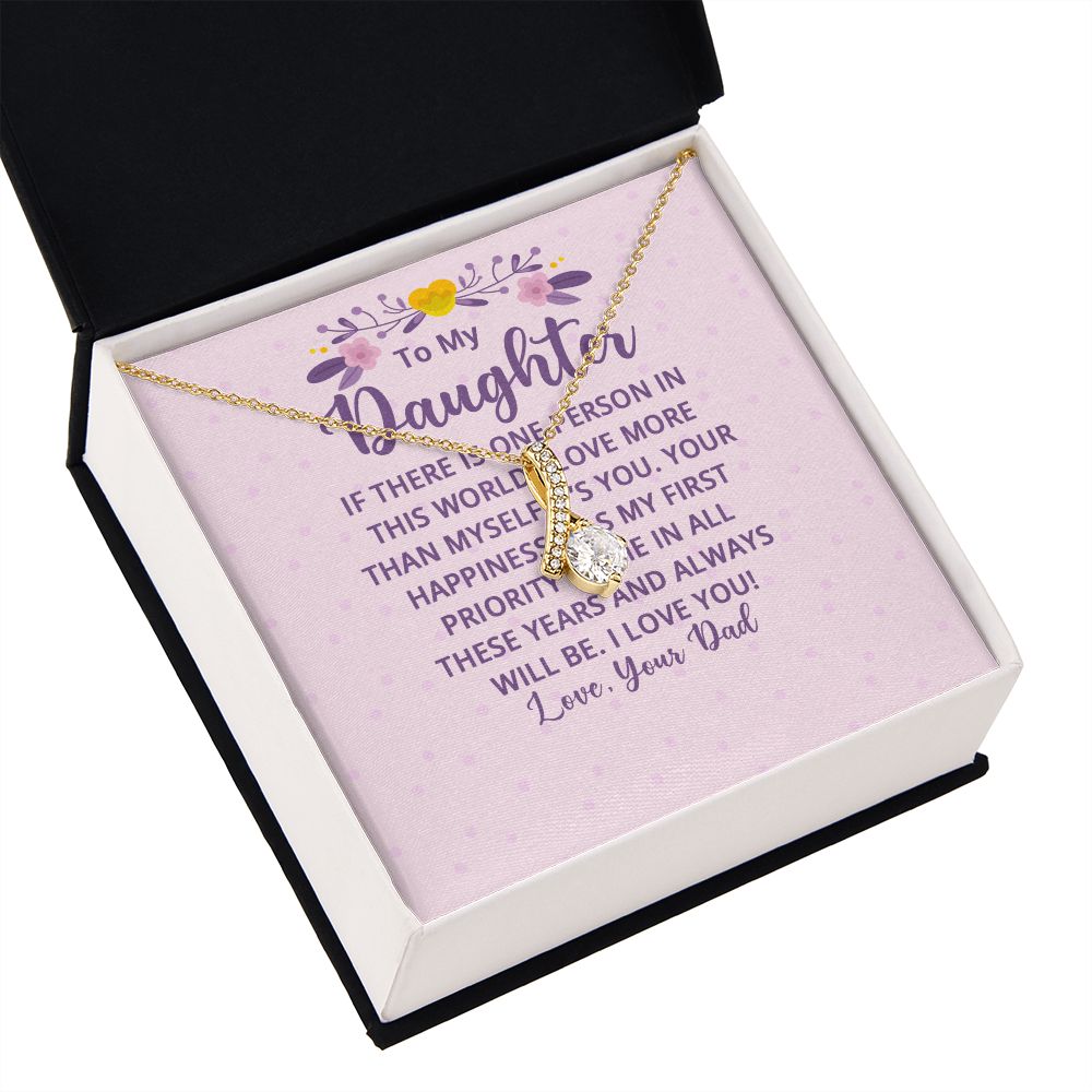 To My Daughter If There is One Person in This World Alluring Ribbon Necklace Message Card-Express Your Love Gifts