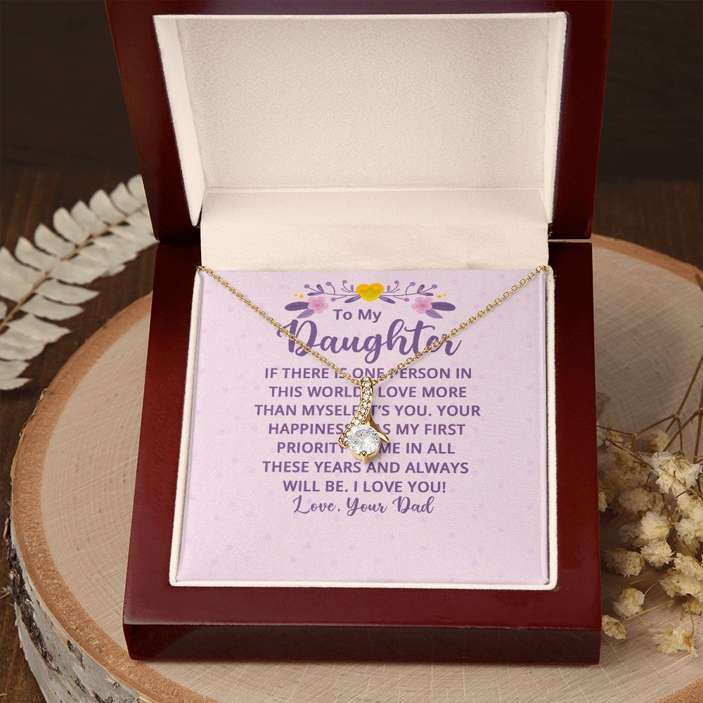 To My Daughter If There is One Person in This World Alluring Ribbon Necklace Message Card-Express Your Love Gifts