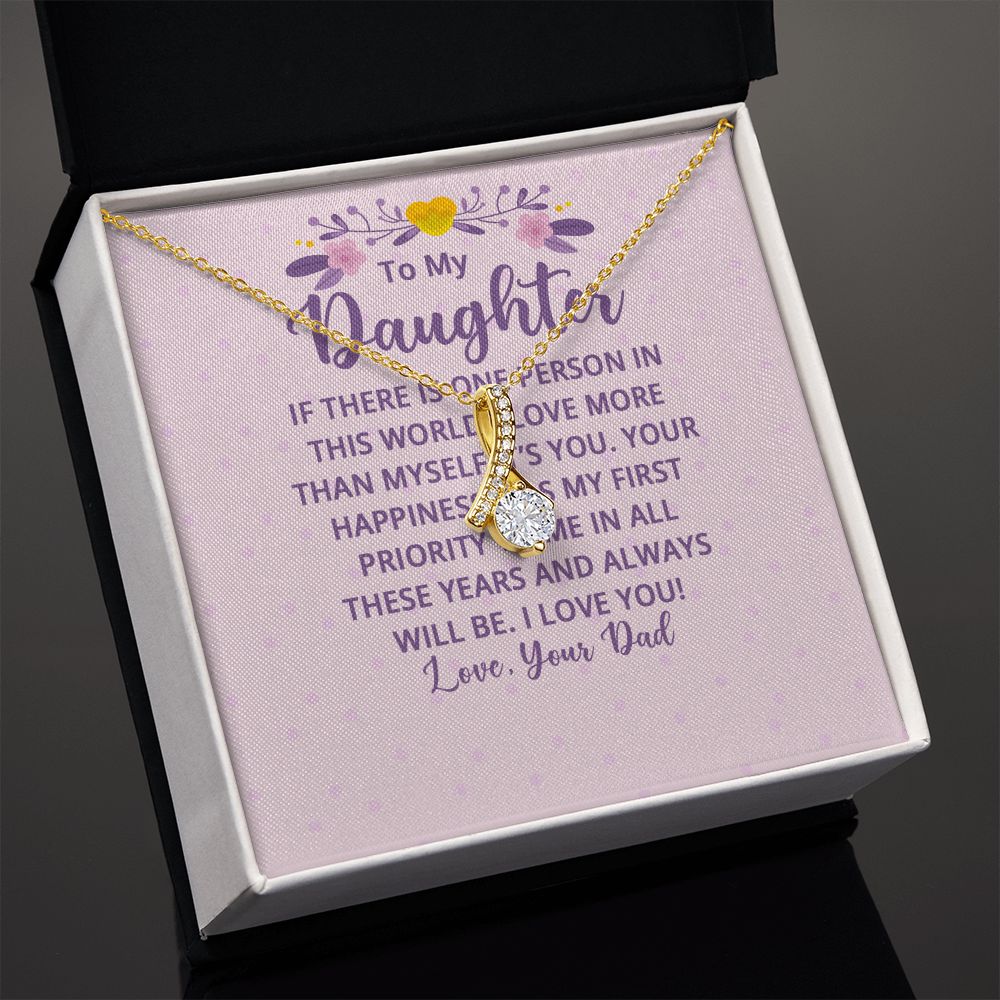 To My Daughter If There is One Person in This World Alluring Ribbon Necklace Message Card-Express Your Love Gifts