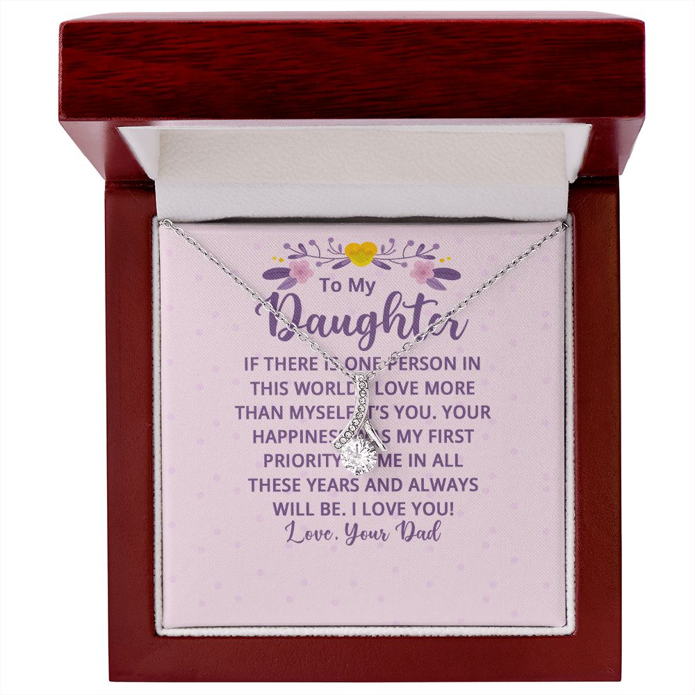 To My Daughter If There is One Person in This World Alluring Ribbon Necklace Message Card-Express Your Love Gifts