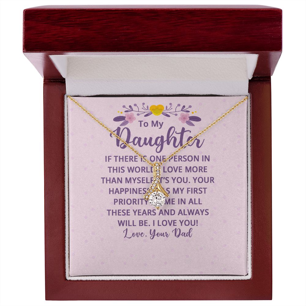 To My Daughter If There is One Person in This World Alluring Ribbon Necklace Message Card-Express Your Love Gifts