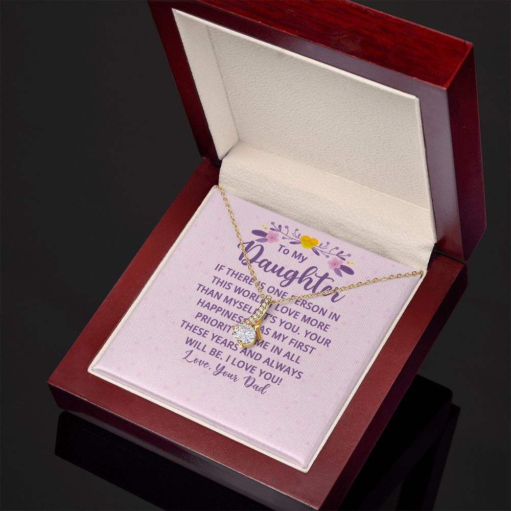 To My Daughter If There is One Person in This World Alluring Ribbon Necklace Message Card-Express Your Love Gifts