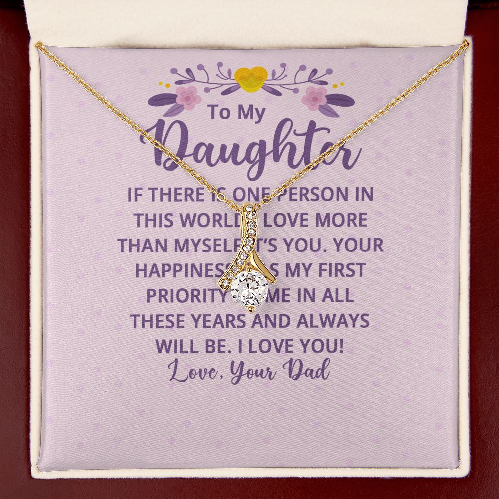 To My Daughter If There is One Person in This World Alluring Ribbon Necklace Message Card-Express Your Love Gifts