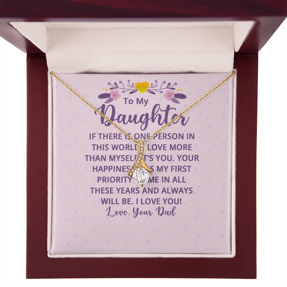 To My Daughter If There is One Person in This World Alluring Ribbon Necklace Message Card-Express Your Love Gifts