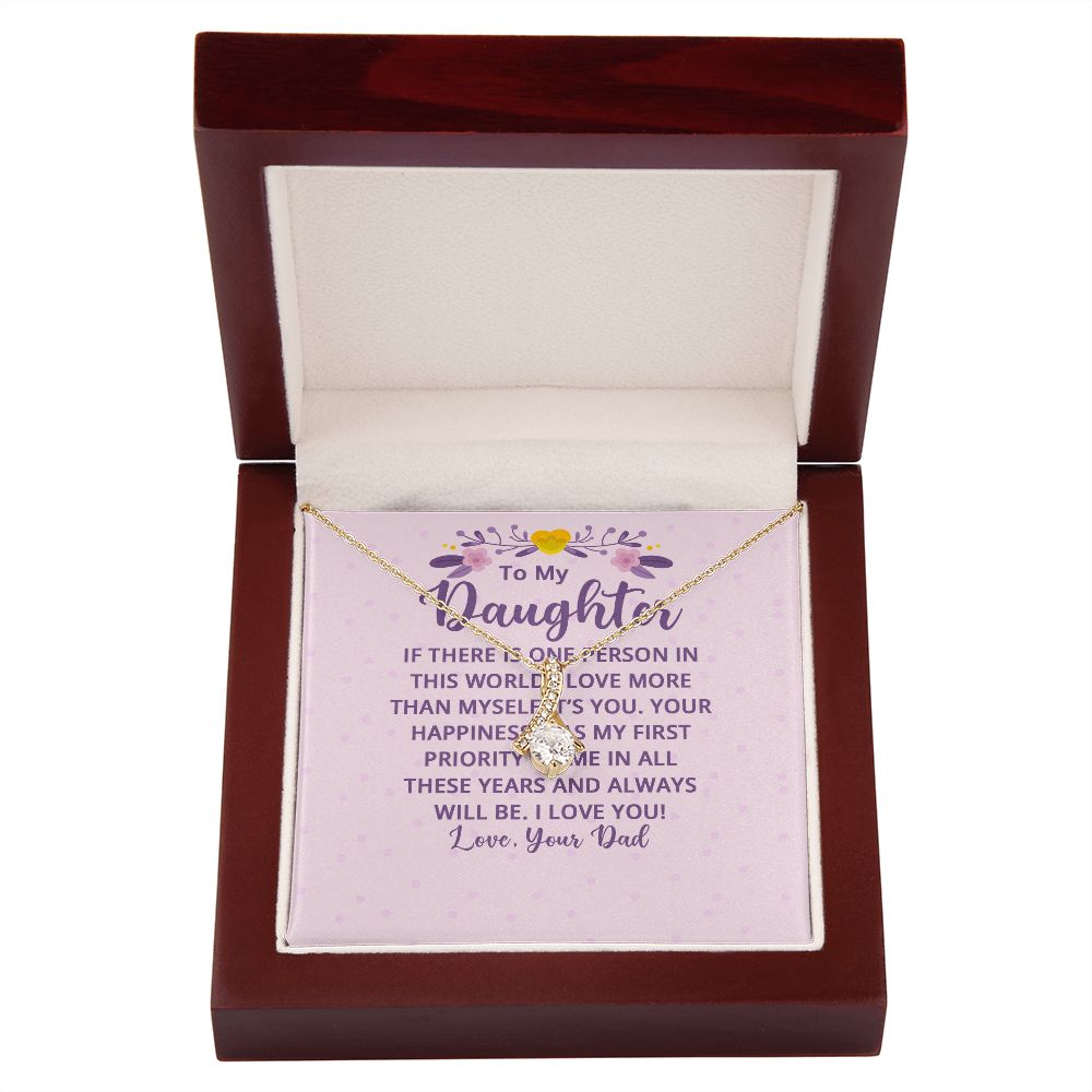 To My Daughter If There is One Person in This World Alluring Ribbon Necklace Message Card-Express Your Love Gifts
