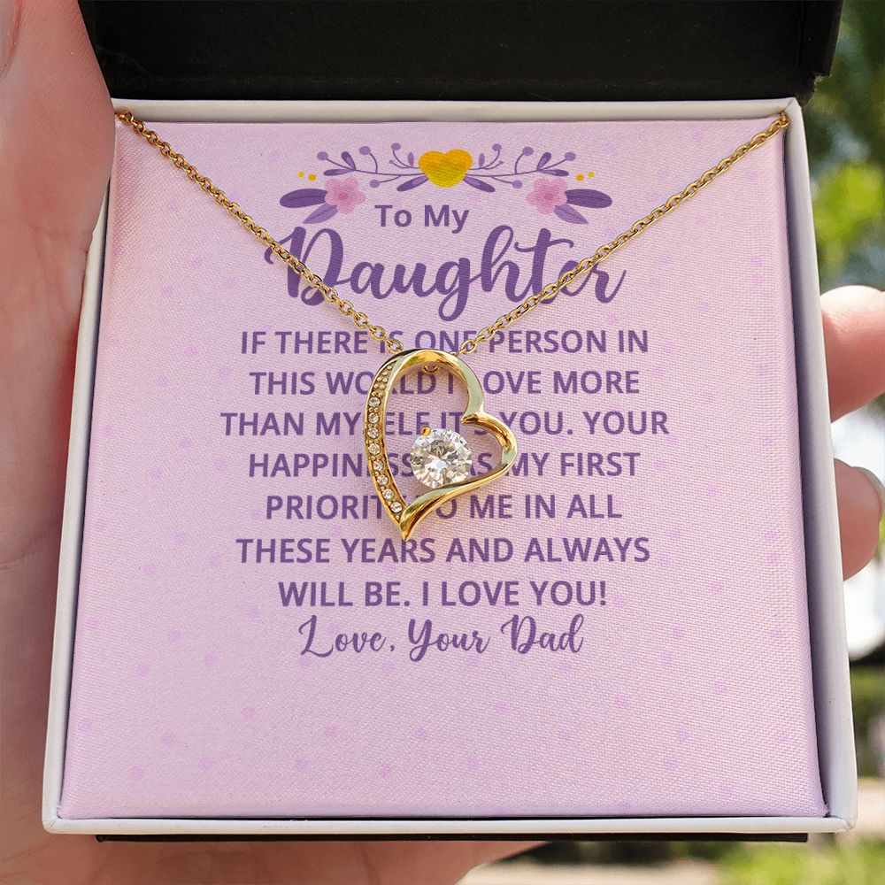 To My Daughter If There is One Person in This World Forever Necklace w Message Card-Express Your Love Gifts