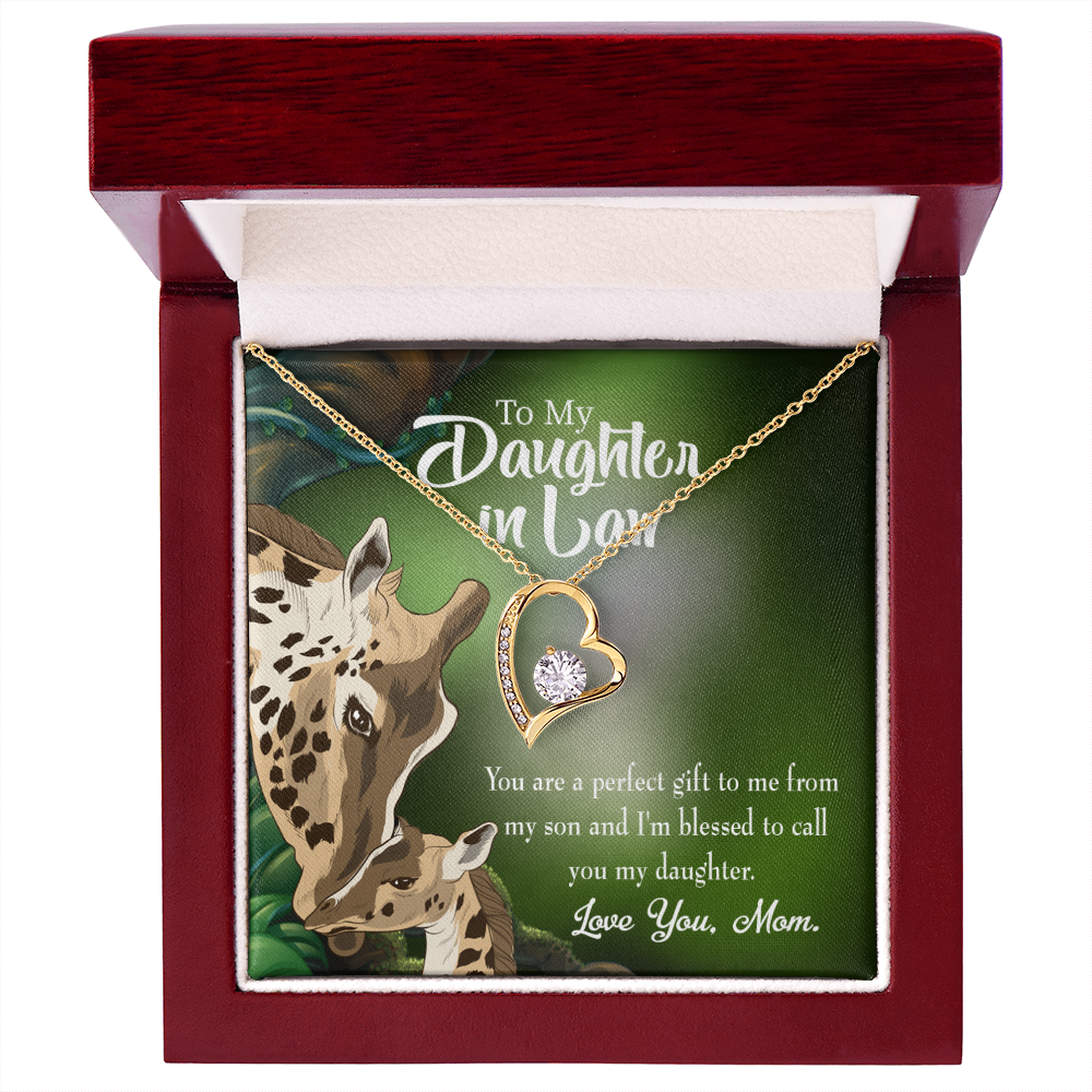To My Daughter-in-Law Perfect Gift From Mother-in-Law Forever Necklace w Message Card-Express Your Love Gifts