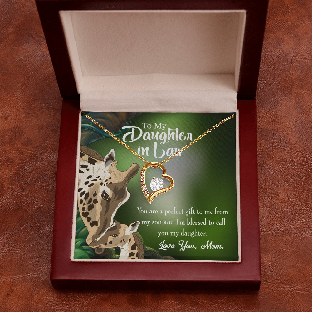 To My Daughter-in-Law Perfect Gift From Mother-in-Law Forever Necklace w Message Card-Express Your Love Gifts