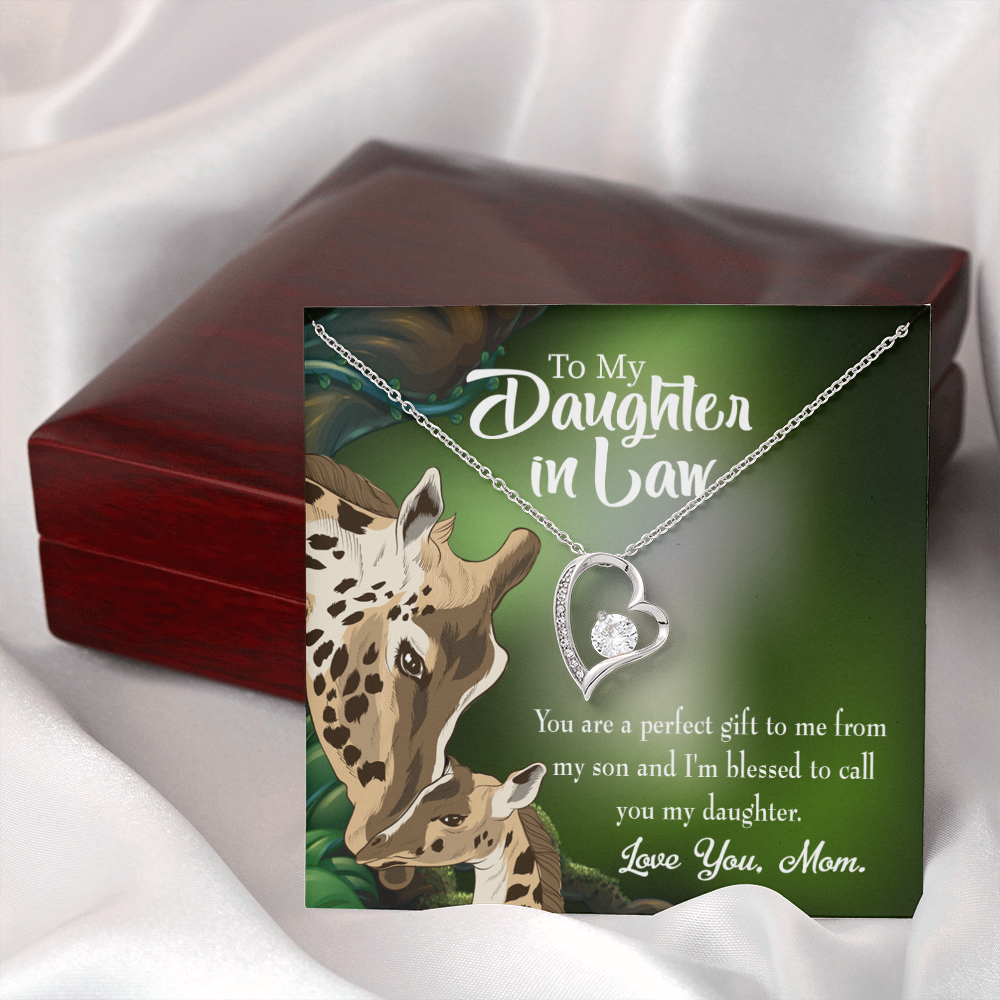 To My Daughter-in-Law Perfect Gift From Mother-in-Law Forever Necklace w Message Card-Express Your Love Gifts