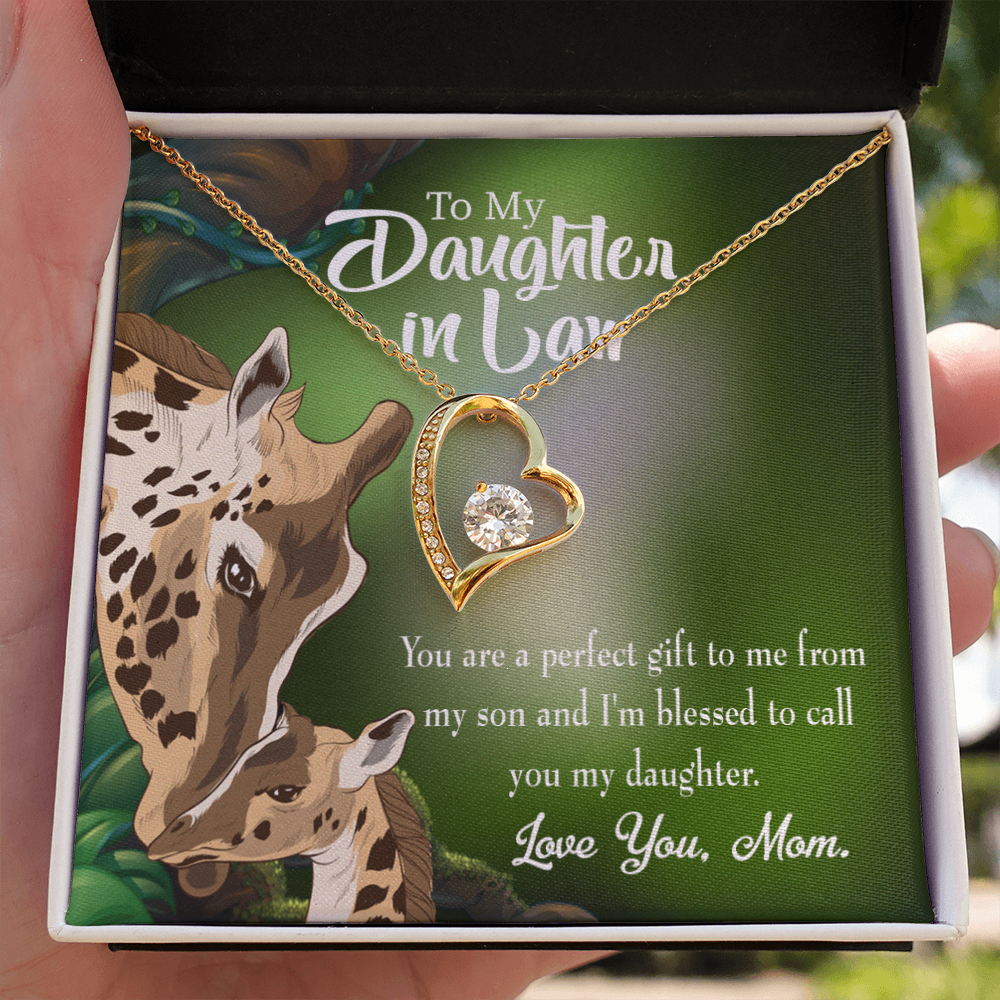 To My Daughter-in-Law Perfect Gift From Mother-in-Law Forever Necklace w Message Card-Express Your Love Gifts
