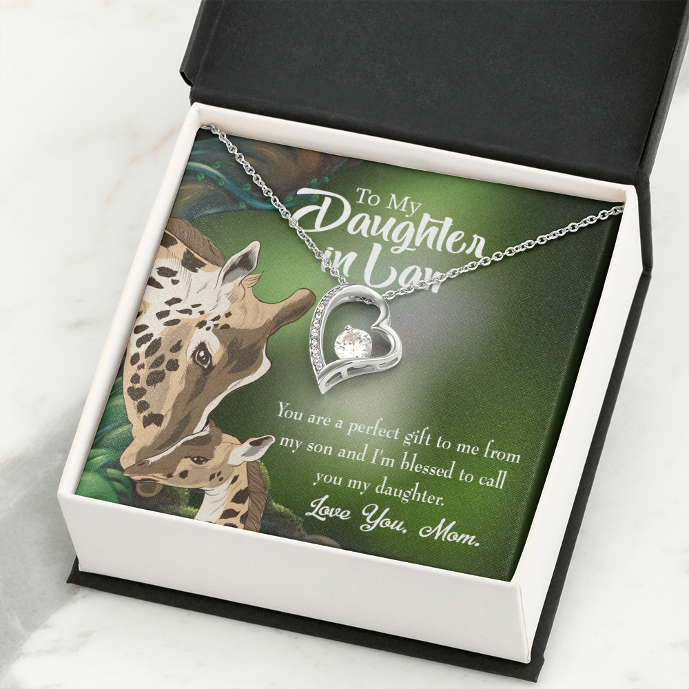 To My Daughter-in-Law Perfect Gift From Mother-in-Law Forever Necklace w Message Card-Express Your Love Gifts