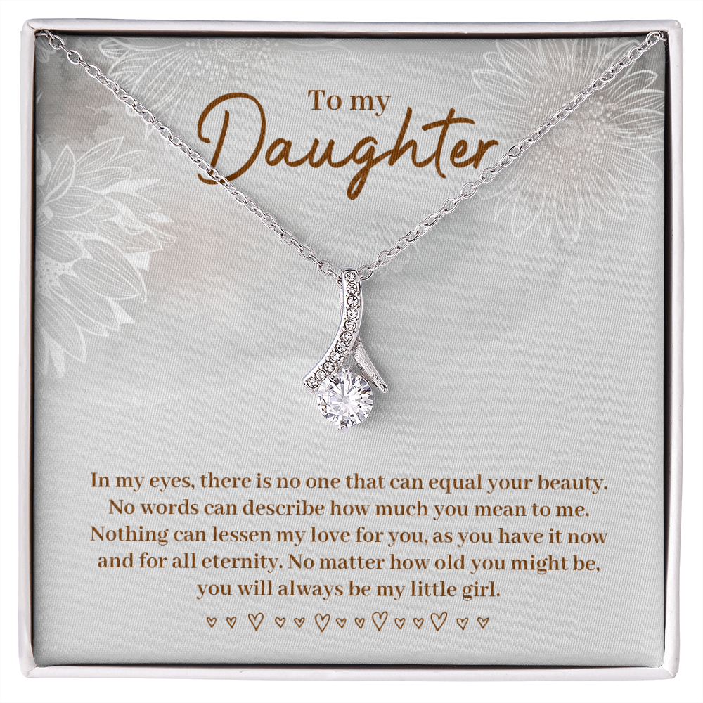 To My Daughter In My Eyes Alluring Ribbon Necklace Message Card-Express Your Love Gifts