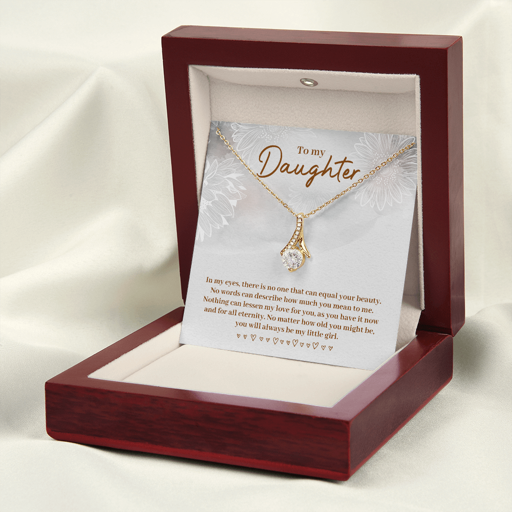To My Daughter In My Eyes Alluring Ribbon Necklace Message Card-Express Your Love Gifts