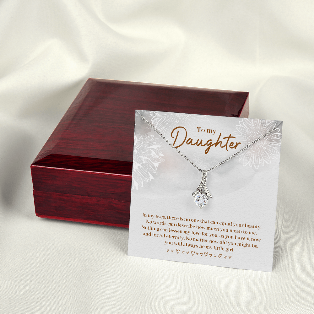 To My Daughter In My Eyes Alluring Ribbon Necklace Message Card-Express Your Love Gifts