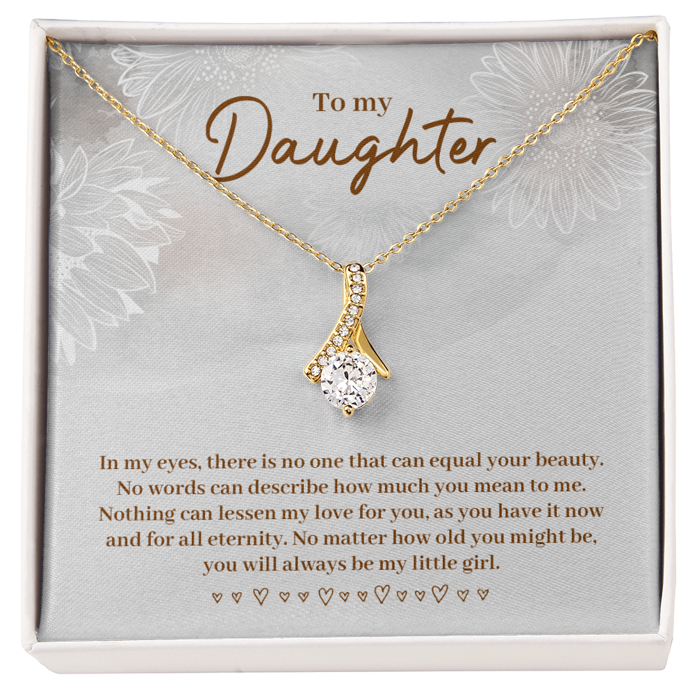 To My Daughter In My Eyes Alluring Ribbon Necklace Message Card-Express Your Love Gifts