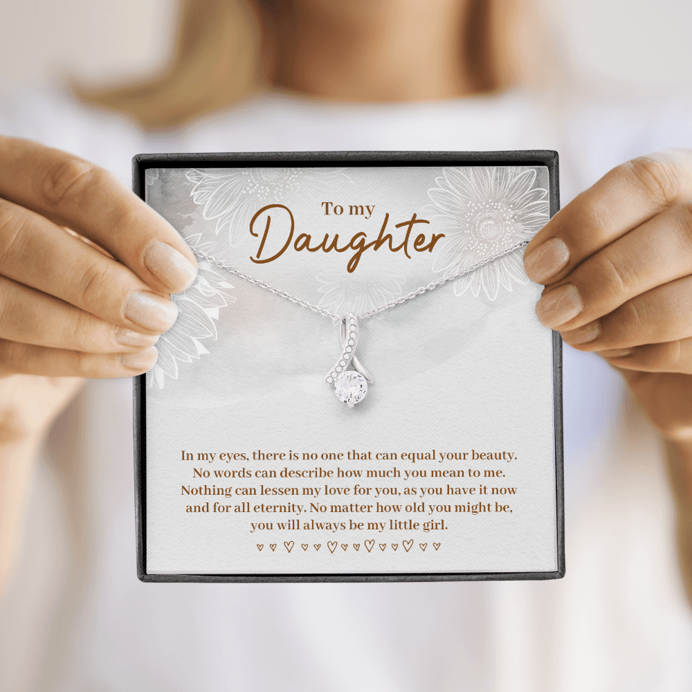 To My Daughter In My Eyes Alluring Ribbon Necklace Message Card-Express Your Love Gifts