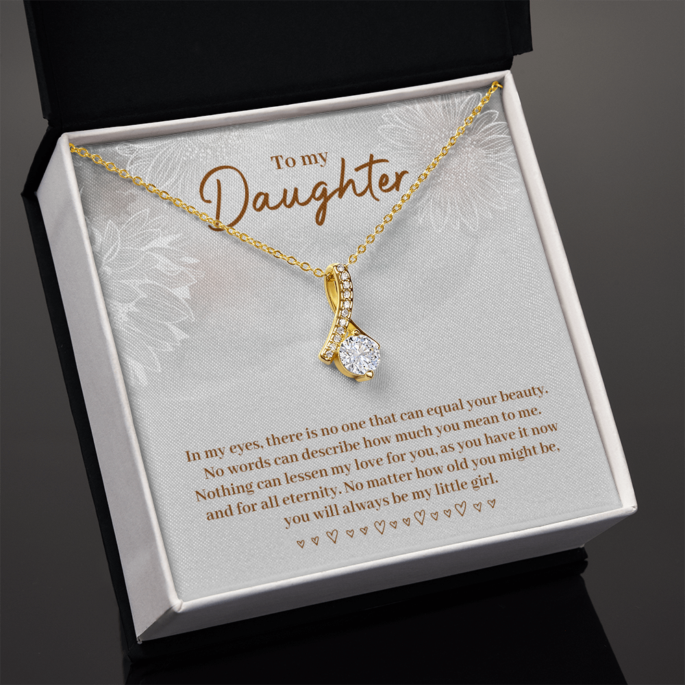 To My Daughter In My Eyes Alluring Ribbon Necklace Message Card-Express Your Love Gifts