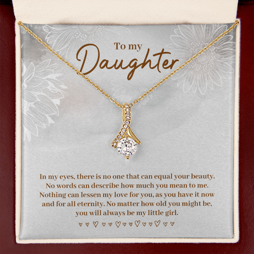 To My Daughter In My Eyes Alluring Ribbon Necklace Message Card-Express Your Love Gifts