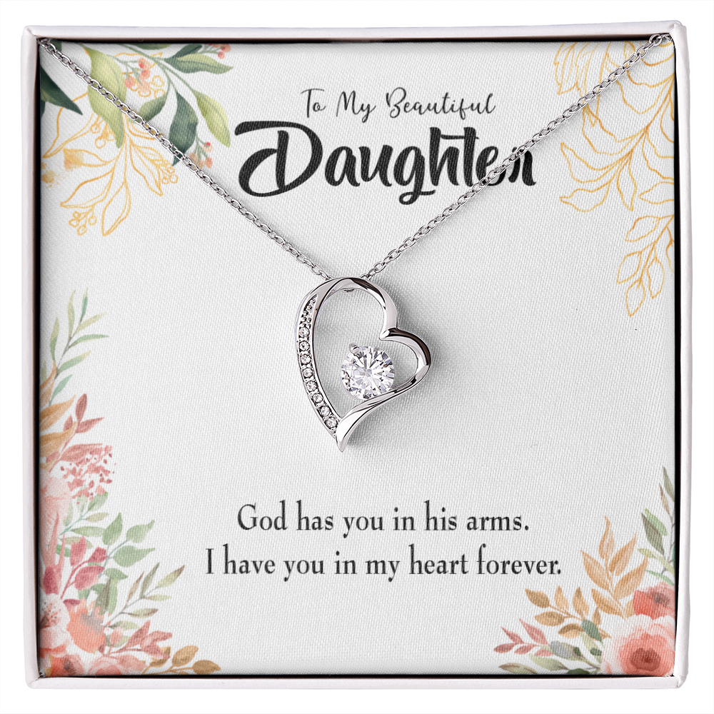 To My Daughter In my Heart Forever Forever Necklace w Message Card-Express Your Love Gifts