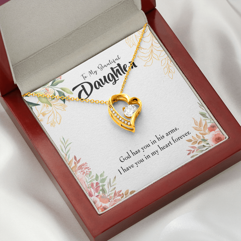 To My Daughter In my Heart Forever Forever Necklace w Message Card-Express Your Love Gifts