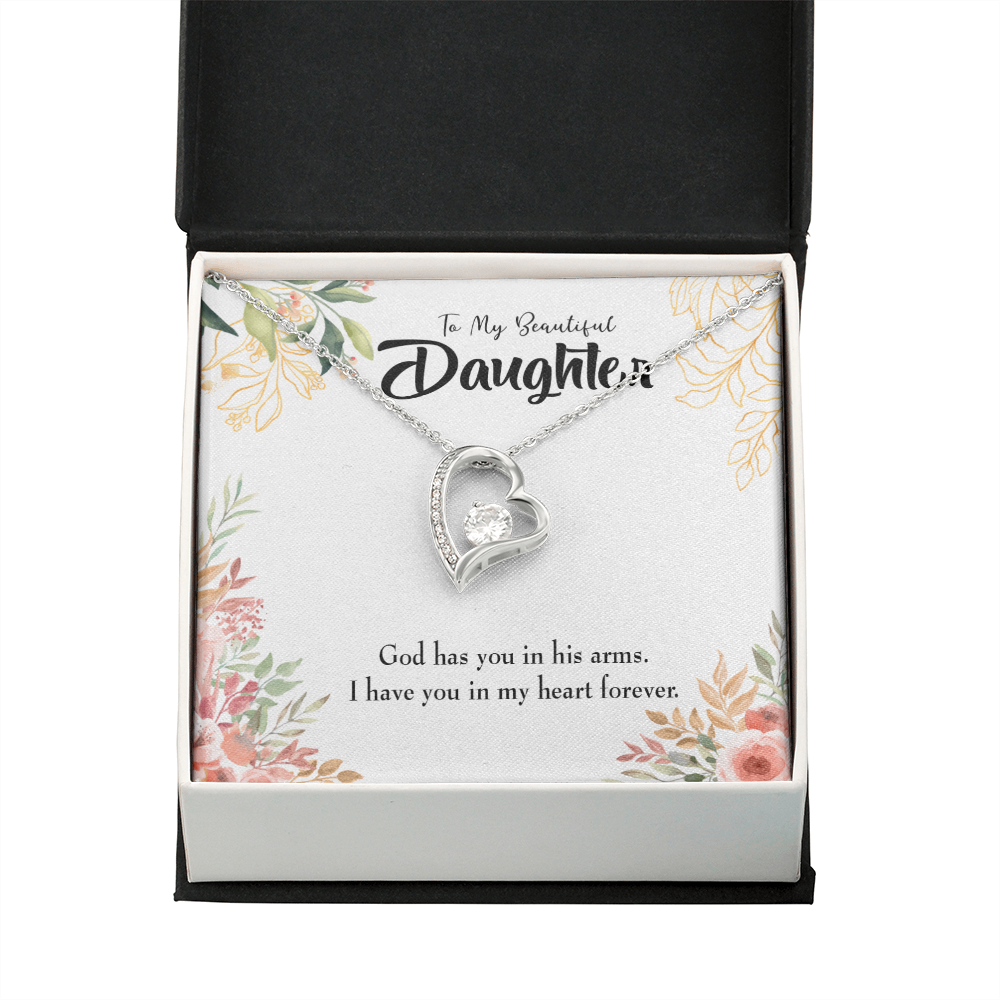 To My Daughter In my Heart Forever Forever Necklace w Message Card-Express Your Love Gifts