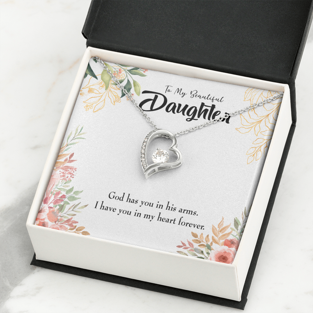 To My Daughter In my Heart Forever Forever Necklace w Message Card-Express Your Love Gifts