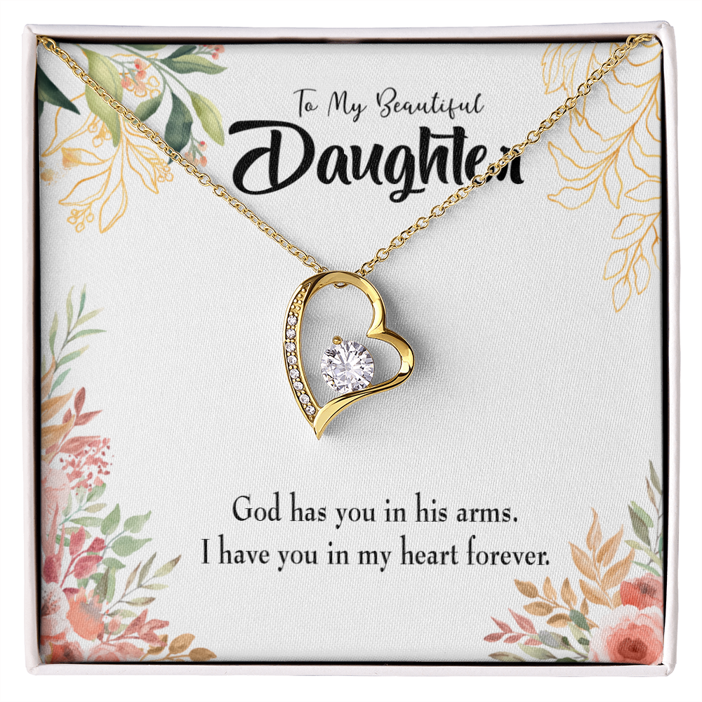 To My Daughter In my Heart Forever Forever Necklace w Message Card-Express Your Love Gifts