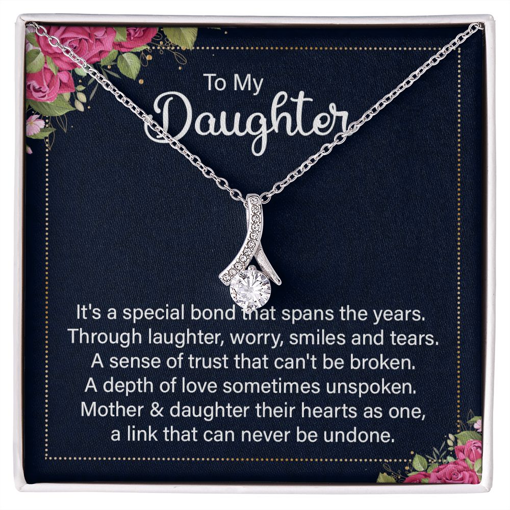 To My Daughter It's a Special Bond Alluring Ribbon Necklace Message Card-Express Your Love Gifts