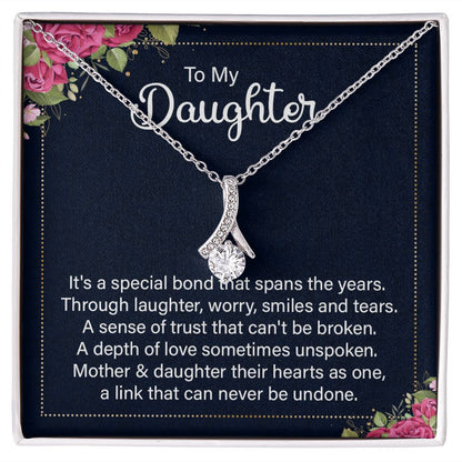 To My Daughter It's a Special Bond Alluring Ribbon Necklace Message Card-Express Your Love Gifts