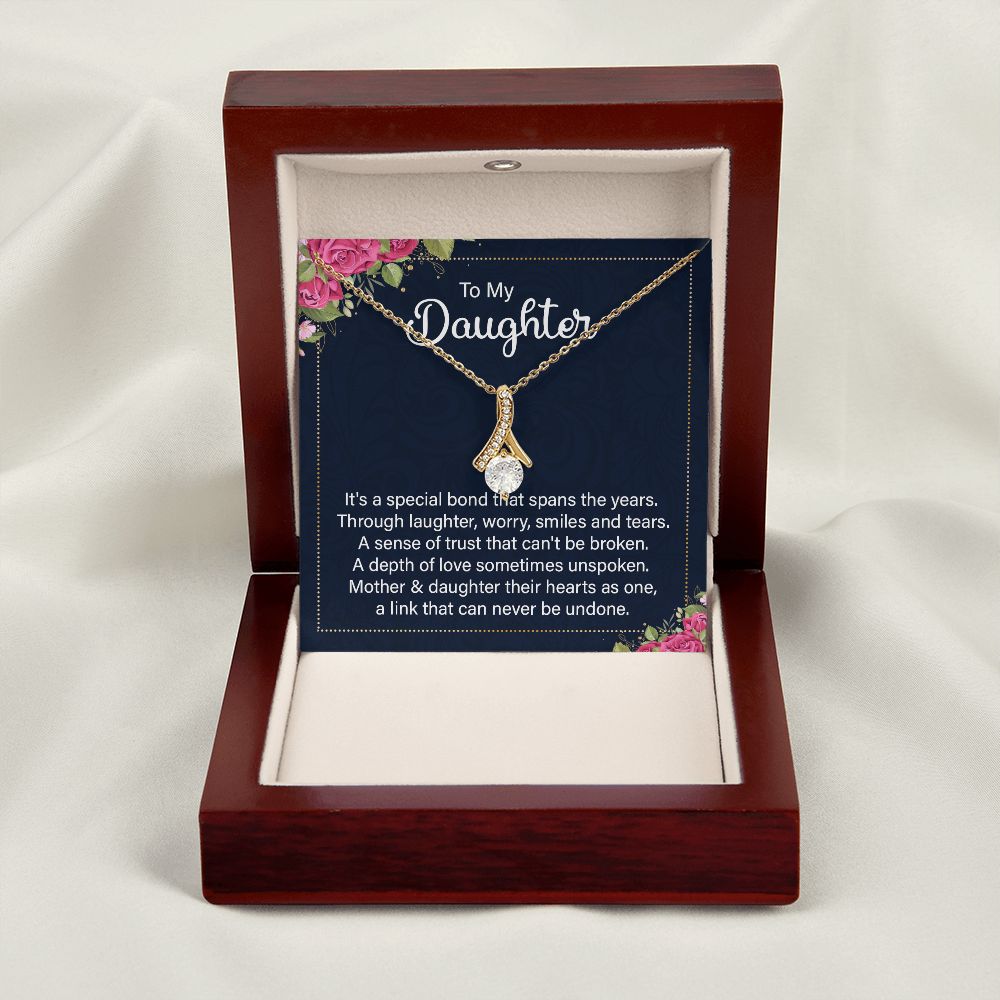 To My Daughter It's a Special Bond Alluring Ribbon Necklace Message Card-Express Your Love Gifts