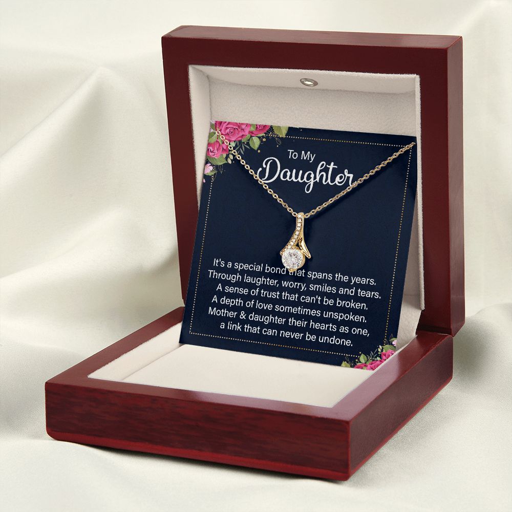 To My Daughter It's a Special Bond Alluring Ribbon Necklace Message Card-Express Your Love Gifts