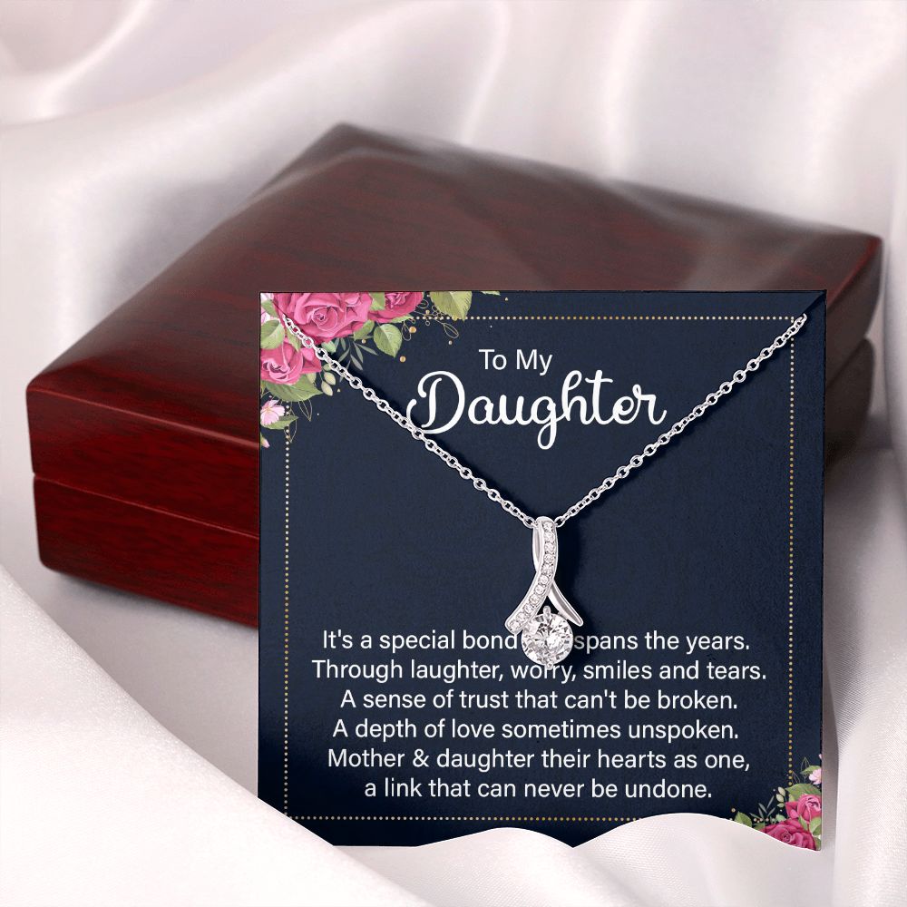To My Daughter It's a Special Bond Alluring Ribbon Necklace Message Card-Express Your Love Gifts