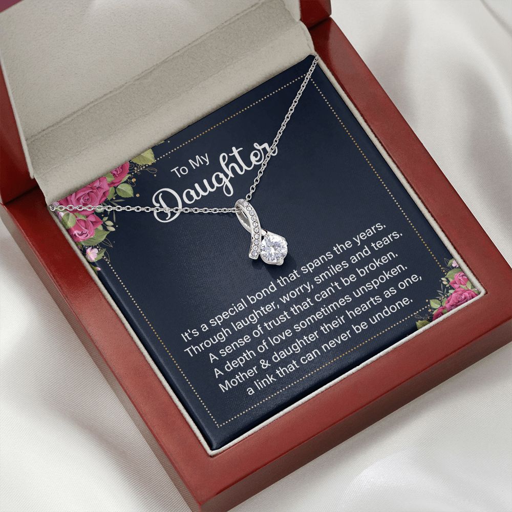 To My Daughter It's a Special Bond Alluring Ribbon Necklace Message Card-Express Your Love Gifts
