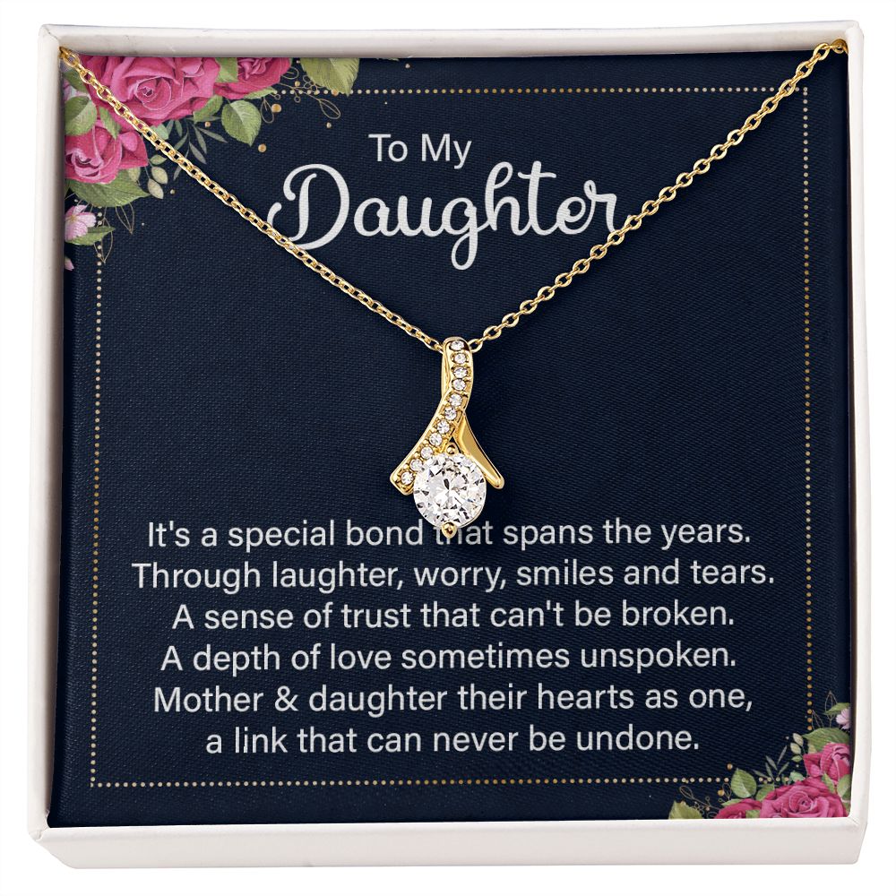 To My Daughter It's a Special Bond Alluring Ribbon Necklace Message Card-Express Your Love Gifts