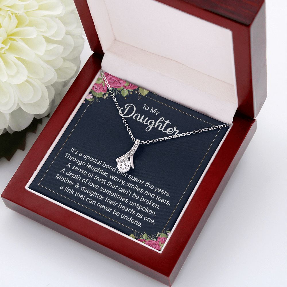 To My Daughter It's a Special Bond Alluring Ribbon Necklace Message Card-Express Your Love Gifts