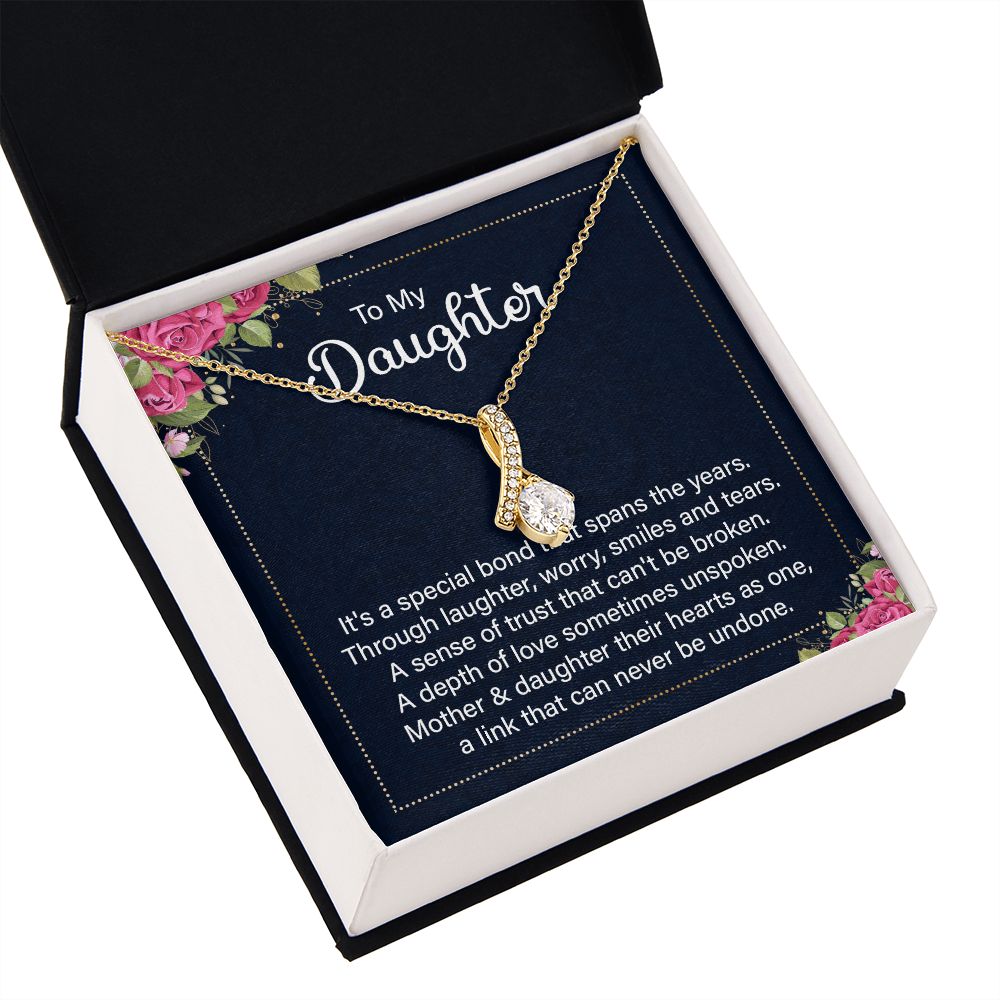 To My Daughter It's a Special Bond Alluring Ribbon Necklace Message Card-Express Your Love Gifts