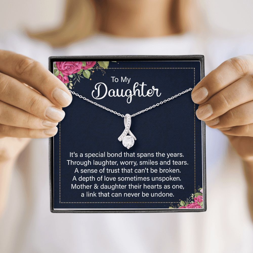 To My Daughter It's a Special Bond Alluring Ribbon Necklace Message Card-Express Your Love Gifts