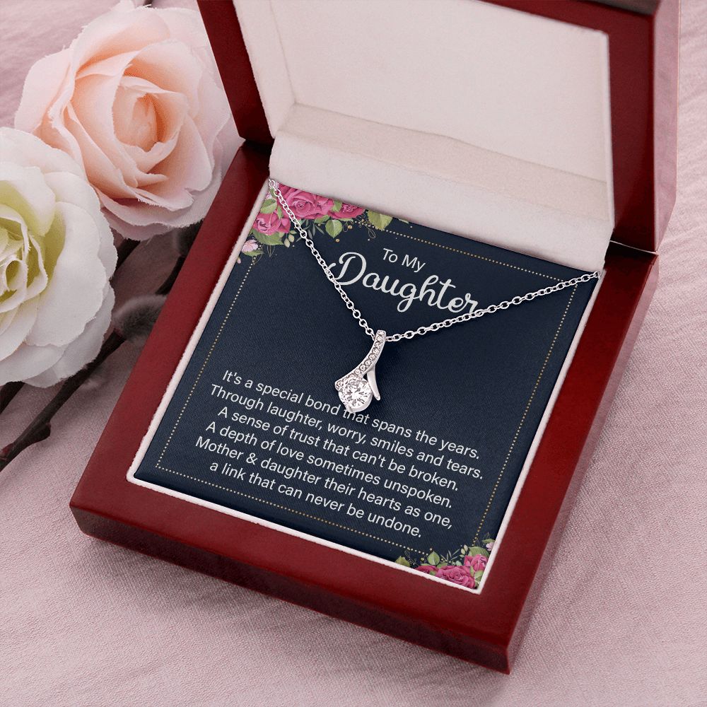To My Daughter It's a Special Bond Alluring Ribbon Necklace Message Card-Express Your Love Gifts