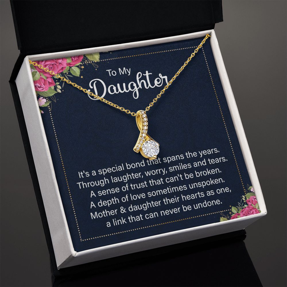 To My Daughter It's a Special Bond Alluring Ribbon Necklace Message Card-Express Your Love Gifts