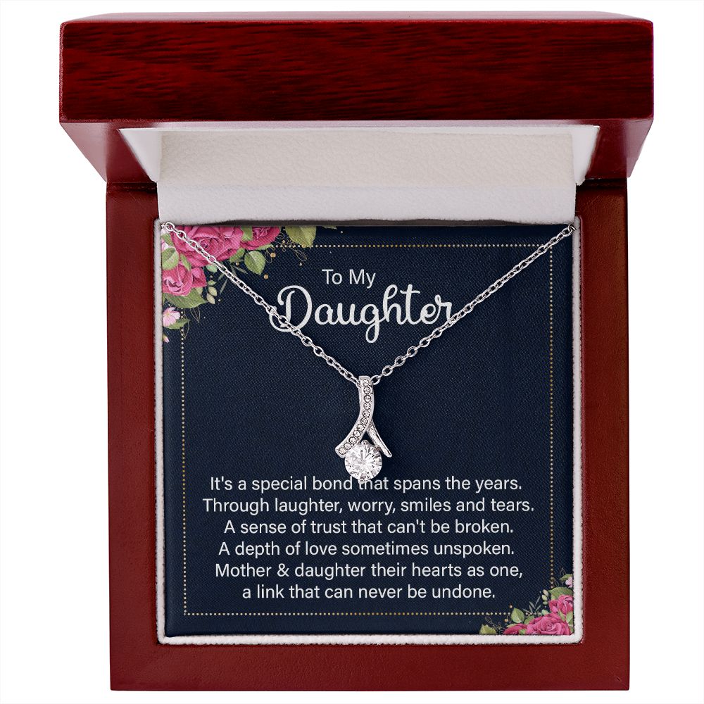 To My Daughter It's a Special Bond Alluring Ribbon Necklace Message Card-Express Your Love Gifts