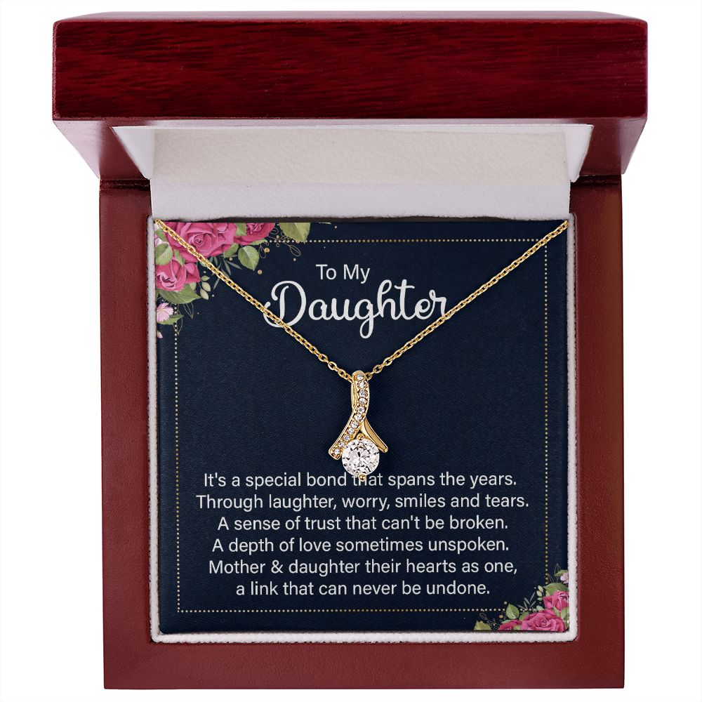 To My Daughter It's a Special Bond Alluring Ribbon Necklace Message Card-Express Your Love Gifts